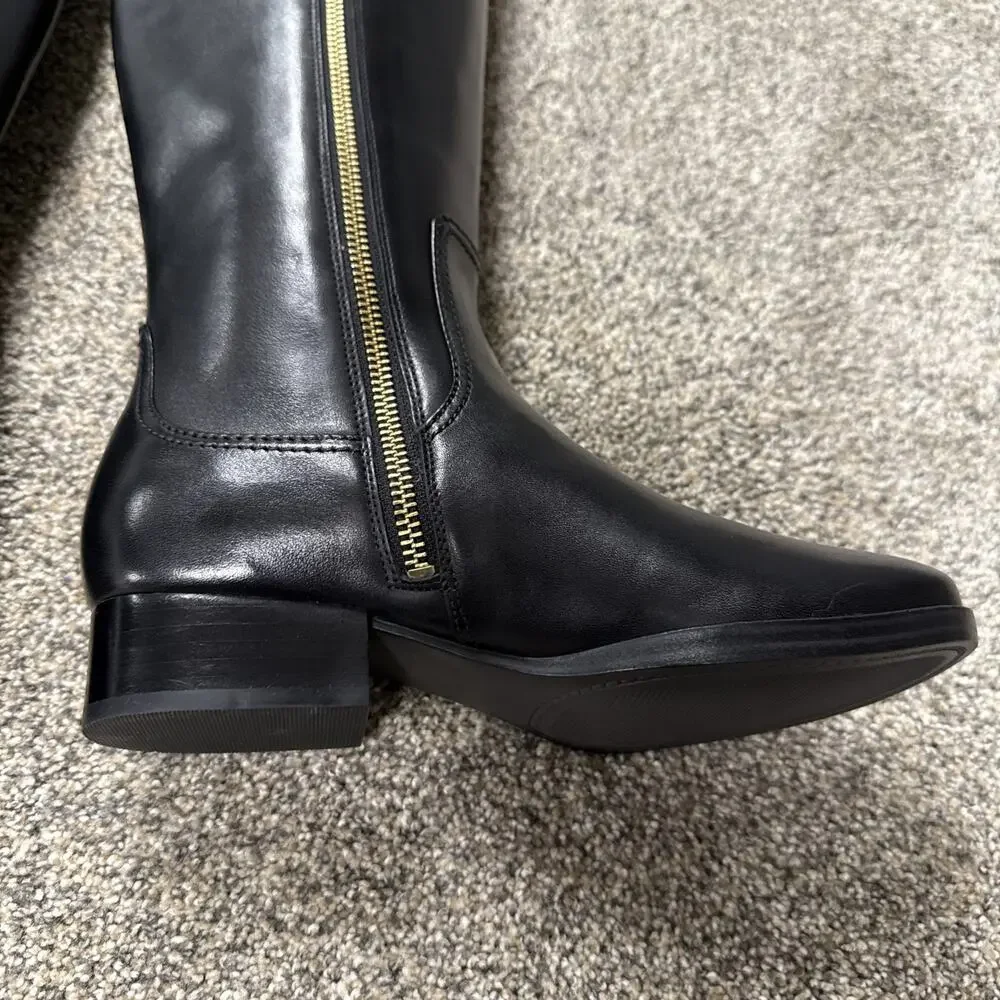 Michael Kors Harland Knee High Riding Boots Black Leather 5M NWB